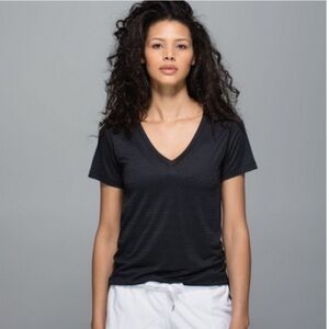 Lululemon What The Sport Tee Mesh Black Gold Metallic Short Sleeve 4